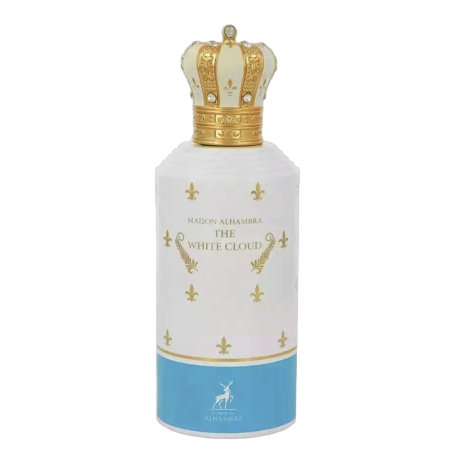 Lattafa Perfume The White Cloud Maison EDP 100 ml — produktvisning; nærbillede; på hvid baggrund; bredeste udsnit