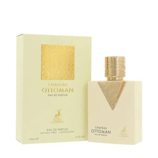Lattafa Perfume Chateau Ottoman Maison EDP 100 ml — toote pakend; lähivaade; valgel taustal