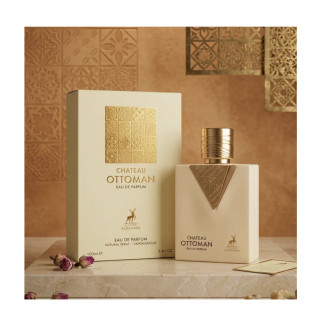 Lattafa Perfume Chateau Ottoman Maison EDP 100 ml — toote vaade; väga lähivõte; valgel taustal; kõige laiem kadreering
