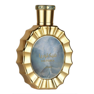 Lattafa Perfume Victoria EDP 100 ml — toote vaade; lähivaade; valgel taustal; kõige laiem kadreering