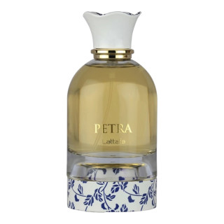 Lattafa Perfume Petra EDP 100 ml — товар спереди; крупный план; на белом фоне