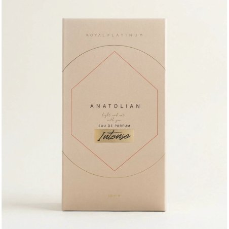 Royal Platinum Anatolian Intenso EDP 100 ml — упаковка товара; крупный план; на светлом фоне