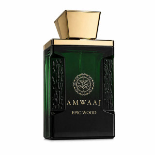 Fragrance World Amwaaj Epic Wood EDP 100 ml — товар спереди; крупный план; на белом фоне