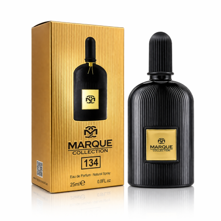 Fragrance World Marque 134 EDP 25 ml — товар и упаковка; крупный план; на белом фоне