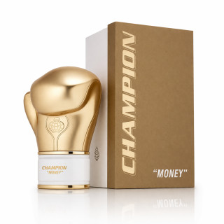 Fragrance World Champion Money EDP 80 ml — упаковка товара; крупный план; на белом фоне; самый широкий кадр