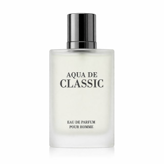 Fragrance World Aqua De Classic Pour Homme EDP 80 ml — Produkt von vorn; vollständige Komposition; auf weißem Hintergrund