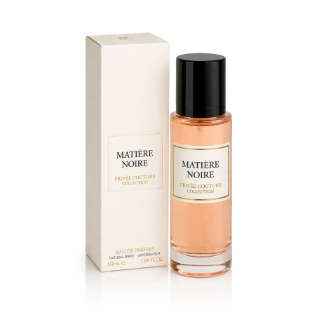 Lattafa Perfume MATIERE NOIRE EDP 30 ml — toode ja pakend; täiskompositsioon; valgel taustal