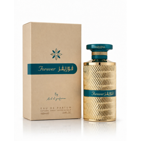 Lattafa Perfume Forever Blue EDP 100 ml — toote pakend; lähivaade; valgel taustal