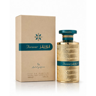 Lattafa Perfume Forever Blue EDP 100 ml — toote pakend; lähivaade; valgel taustal