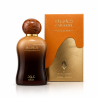 Lattafa Perfume Caramel Oud EDP 100 ml — toode ja pakend; lähivaade; valgel taustal