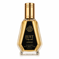 Fragrance World Just Aswad EDP 50 ml — товар спереди; крупный план; на белом фоне