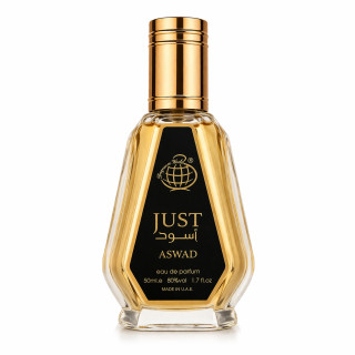 Fragrance World Just Aswad EDP 50 ml — toode eestvaates; lähivaade; valgel taustal
