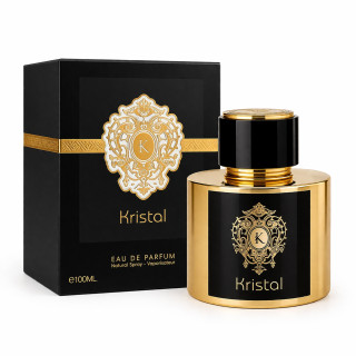 Fragrance World Kristal EDP 100 ml — продукт и опаковка; близък план; на бял фон; най-близък кадър
