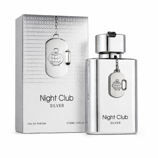 Fragrance World Night Club Silver EDP 100 ml — упаковка товара; полная композиция; на белом фоне