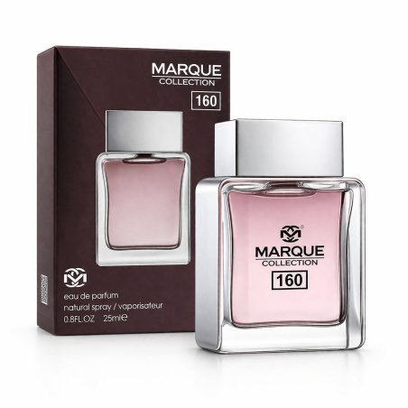 Fragrance World Marque 160 EDP 25 ml — productverpakking; close-up; op een witte achtergrond