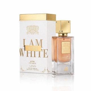 Lattafa Perfume Ana Abiyedh Poudree EDP 60 ml — προϊόν από μπροστά; πλήρης σύνθεση; σε λευκό φόντο