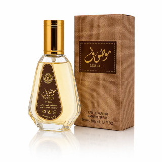 Lattafa Perfume MOUSUF EDP 50 ml — товар и упаковка; крупный план; на белом фоне