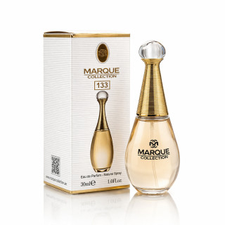 Fragrance World Marque 133 EDP 30 ml — Produkt und Verpackung; vollständige Komposition; auf weißem Hintergrund