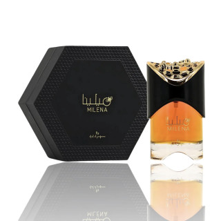 Lattafa Perfume Milena EDP 100 ml — упаковка товара; крупный план; на белом фоне