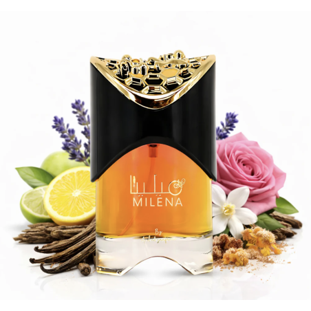 Lattafa Perfume Milena EDP 100 ml — изображение товара; крупный план; на белом фоне; самый близкий кадр