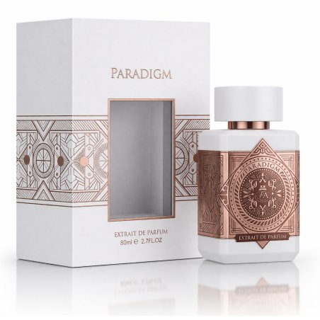 Fragrance World Paradigm Extrait de Parfum 80 ml — товар и упаковка; крупный план; на белом фоне