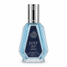 Fragrance World Just Azraq EDP 50 ml — toode eestvaates; lähivaade; valgel taustal