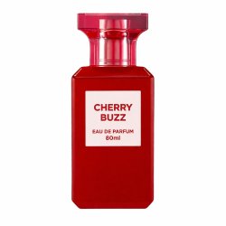 Fragrance World Cherry Buzz EDP 80 ml — produktas iš priekio; artimas vaizdas; baltame fone