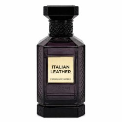 Fragrance World Italian Leather EDP 150 ml — товар спереди; крупный план; на белом фоне