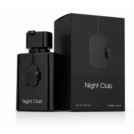 Fragrance World Night Club EDP 100 ml — упаковка товара; очень крупный план; на белом фоне; самый широкий кадр