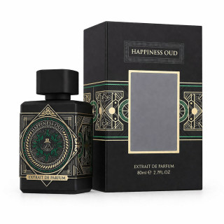 Happiness Oud 80 ml — Produktverpackung; sehr nahe Detailaufnahme; auf weißem Hintergrund; weitester Bildausschnitt