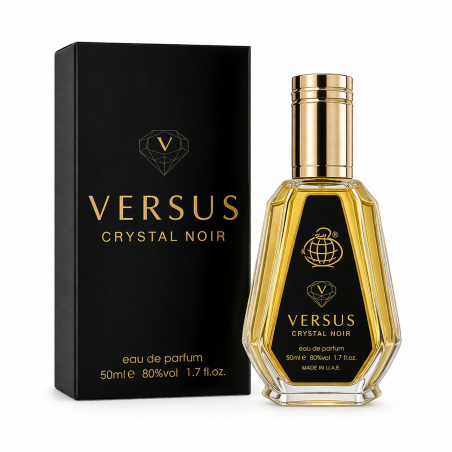 Fragrance World Versus Crystal Noir EDP 50 ml — toote vaade; lähivaade; valgel taustal