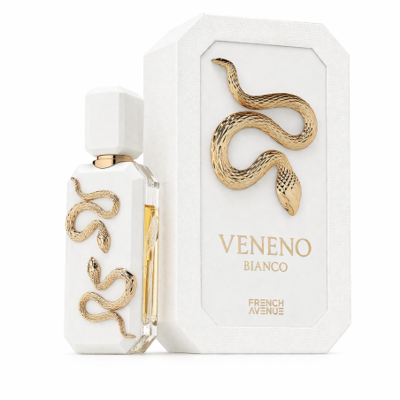Fragrance World Veneno Bianco EDP 100 ml — упаковка товара; полная композиция; на белом фоне