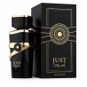 Fragrance World Just Aswad EDP 100 ml — product en verpakking; zeer nabije close-up; op een witte achtergrond
