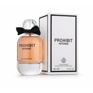 Fragrance World Prohibit Intense EDP 100 ml — Produktansicht; vollständige Komposition; auf weißem Hintergrund