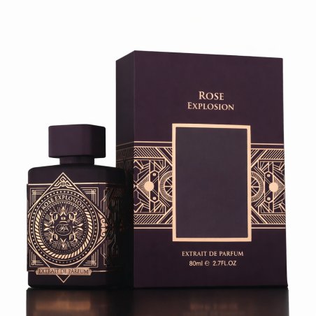 Fragrance World Rose Explosion Extrait de Parfum 80 ml — toote pakend; väga lähivõte; valgel taustal; lähim kadreering