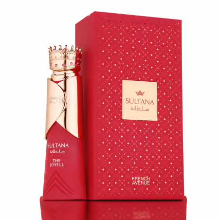 Fragrance World Sultana The Joyful EDP 80 ml — Produktansicht; Nahaufnahme; auf weißem Hintergrund