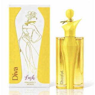 Fragrance World Diva Lush EDP 100 ml — productweergave; close-up; op een witte achtergrond