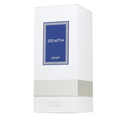 Fragrance World Zenith Deep EDP 100 ml — productverpakking; close-up; op een witte achtergrond