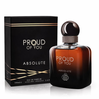 Fragrance World Proud of You Absolute EDP 100 ml — productweergave; zeer nabije close-up; op een witte achtergrond