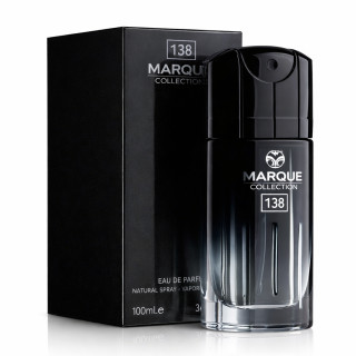 Fragrance World Marque 138 EDP 30 ml — товар и упаковка; очень крупный план; на белом фоне