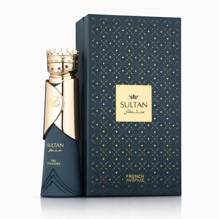 Fragrance World Sultan The Founder EDP 80 ml — toote pakend; lähivaade; valgel taustal; kõige laiem kadreering