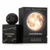 Fragrance World Moonstone Noire EDP 100 ml — toode stiliseeritud keskkonnas; väga lähivõte; õues