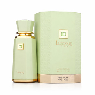 Fragrance World Luscious EDP 100 ml — product en verpakking; volledige compositie; op een witte achtergrond