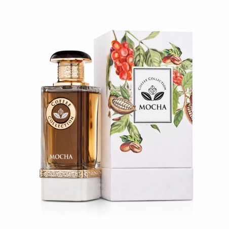 Fragrance World Mocha EDP 100 ml — товар и упаковка; полная композиция; на белом фоне