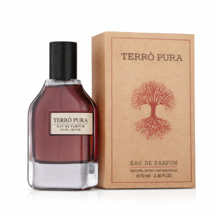 Fragrance World Terro Pura EDP 70 ml — produkt i opakowanie; zbliżenie; na białym tle; najbliższe kadrowanie