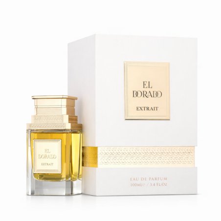 El Dorado Extrait Extrait de Parfum 100 ml — produkt og emballasje; full komposisjon; på hvit bakgrunn; videste utsnitt