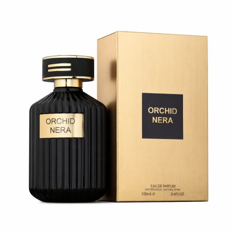 Fragrance World Orchid Nero 100 ml — товар и упаковка; крупный план; на белом фоне; самый широкий кадр