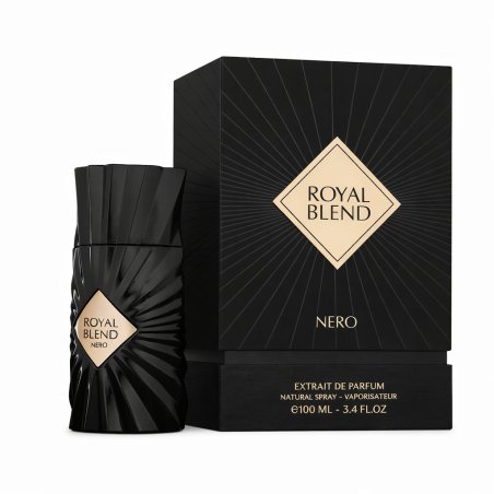 Fragrance World Royal Blend Nero Extrait de Parfum 100 ml — productverpakking; close-up; op een witte achtergrond