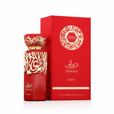 Fragrance World Diwani Rabat EDP 100 ml — упаковка товара; крупный план; на белом фоне; самый широкий кадр