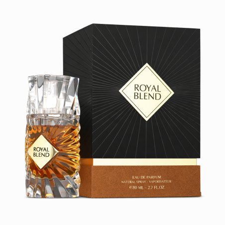 Fragrance World Royal Blend Extrait de Parfum 100 ml — productverpakking; close-up; op een witte achtergrond